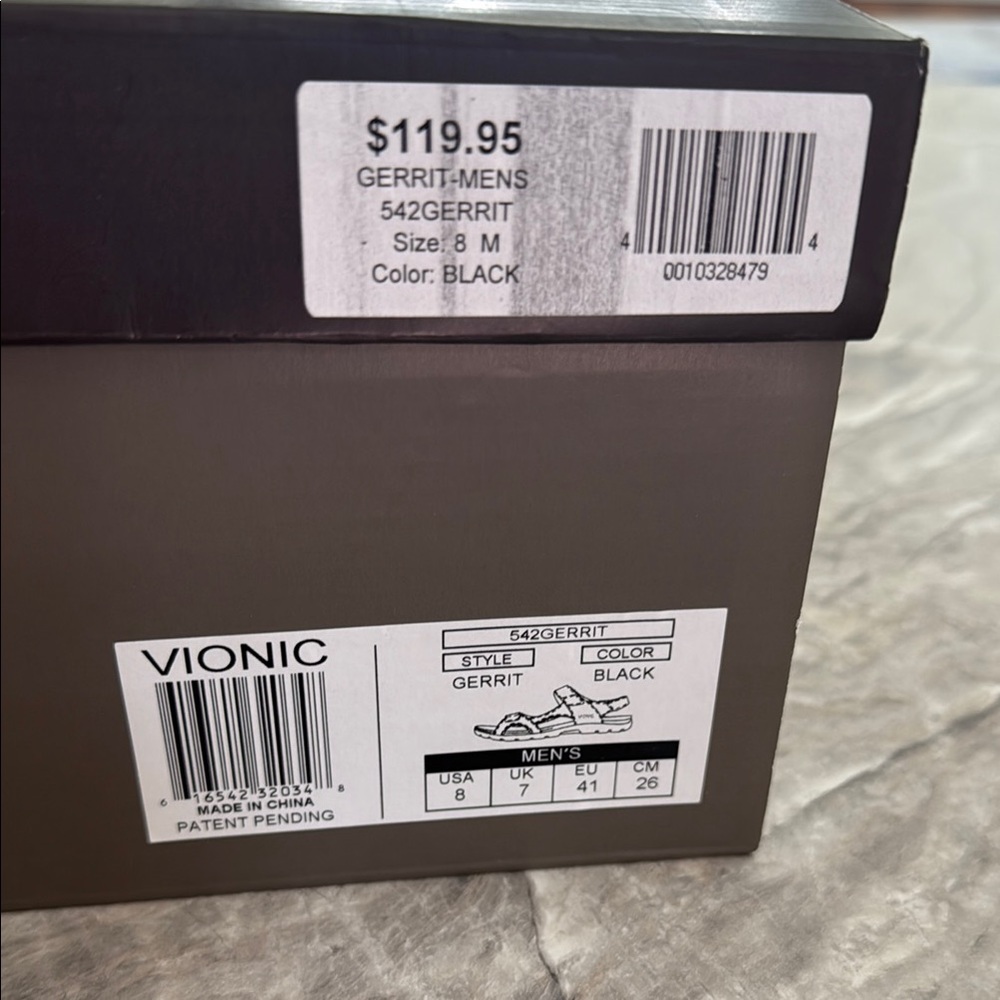 Vionic Men's Garrit Black Strap Sandals Size 8 - Picture 7 of 7